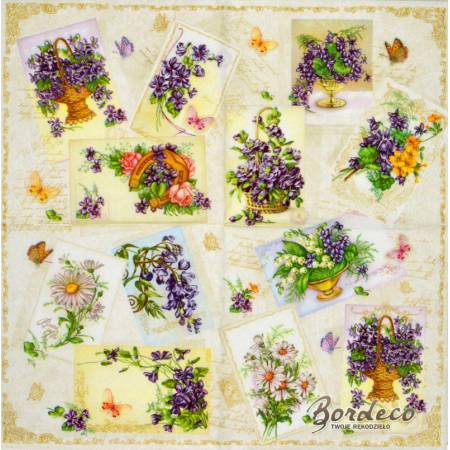 Serwetka do decoupage firmy MAKI wiosenne bukieciki w koszykach 33x33